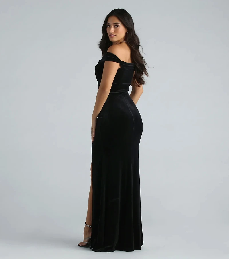 Frances Formal Velvet Off The Shoulder Dress