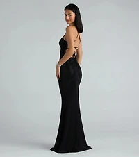 Blair Lace-Up A-Line Rhinestone Formal Dress