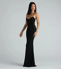 Blair Lace-Up A-Line Rhinestone Formal Dress