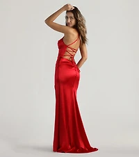 Melinda Satin Lace-Up Formal Dress