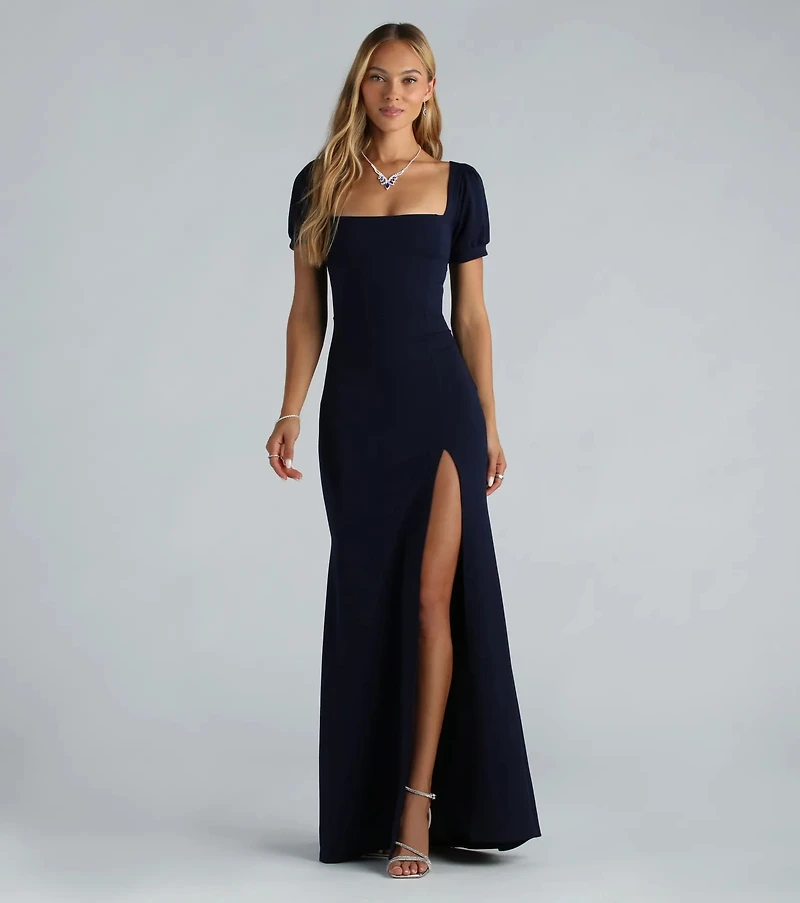 Denali Formal Puff Sleeve Long Dress