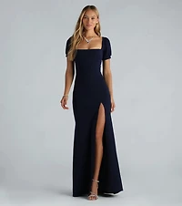 Denali Formal Puff Sleeve Long Dress