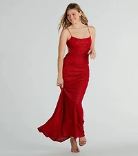 Britnee Formal Glitter Open Back Long Dress