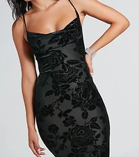 Ally Formal Velvet Burnout Lace-Up Mermaid Dress