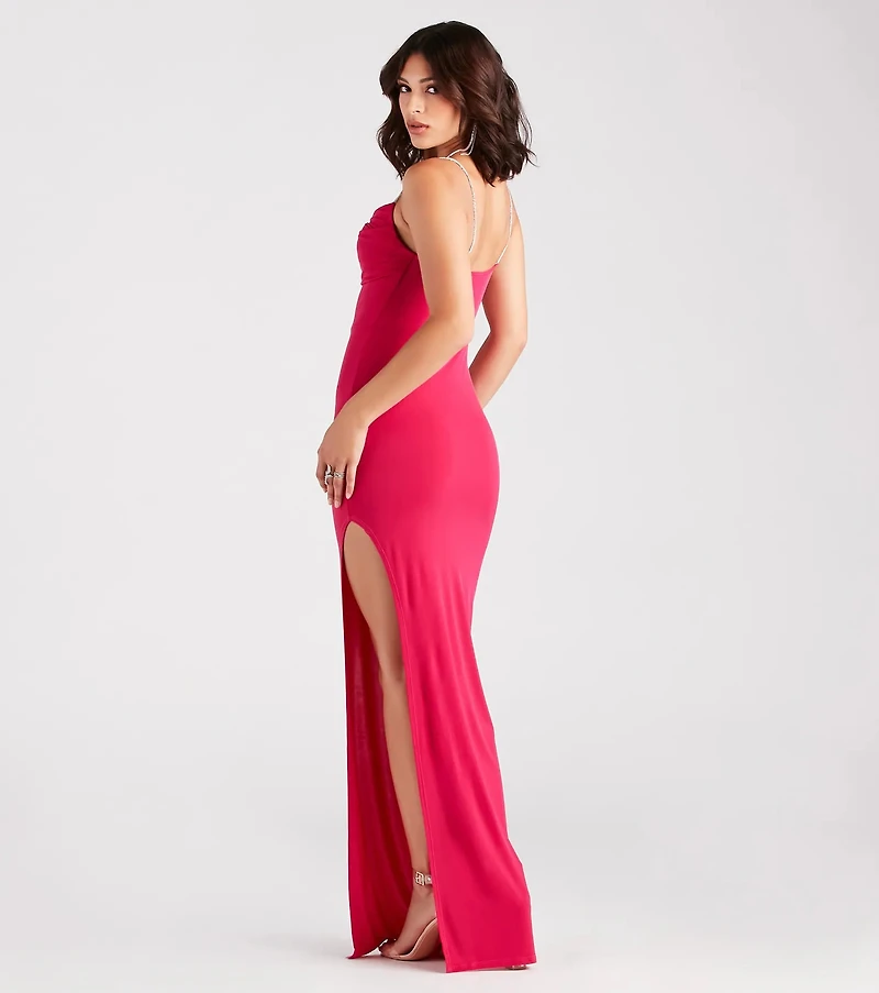 Alisha Rhinestone Strap Formal Dress