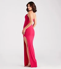 Alisha Rhinestone Strap Formal Dress
