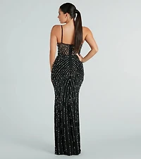 Hartley Formal Faux Pearl Rhinestone Long Dress