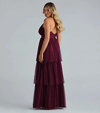 Joselyn Formal Mesh Ruffled A-Line Dress