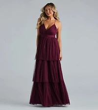 Joselyn Formal Mesh Ruffled A-Line Dress