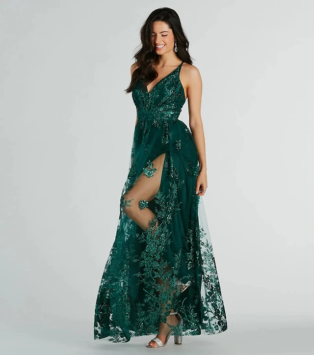 Windsor Ayva A-Line Glitter Sequin Tulle Formal Dress at CoolSprings Galleria in Franklin, TN