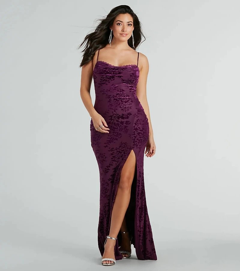 Vivian Cowl Neck Mermaid Mesh Formal Dress