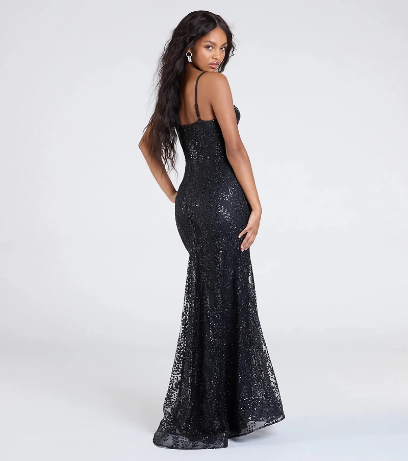 Anna Bustier Mermaid Glitter Sequin Formal Dress