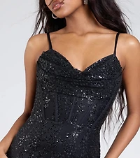 Anna Bustier Mermaid Glitter Sequin Formal Dress