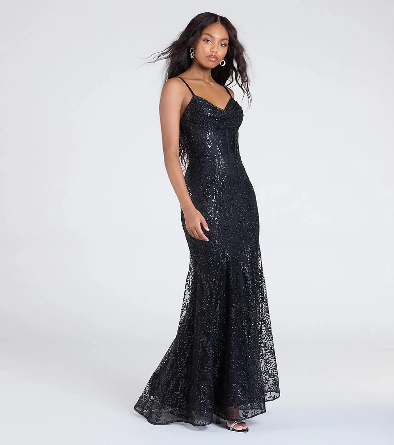 Anna Bustier Mermaid Glitter Sequin Formal Dress