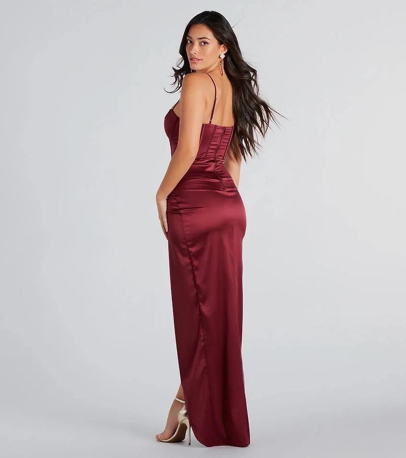 Emmaline Formal Satin Bustier Long Dress