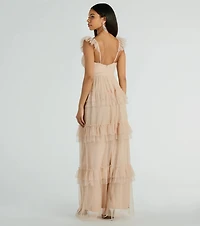 Gillian Sleeveless Ruffled A-Line Tulle Formal Dress