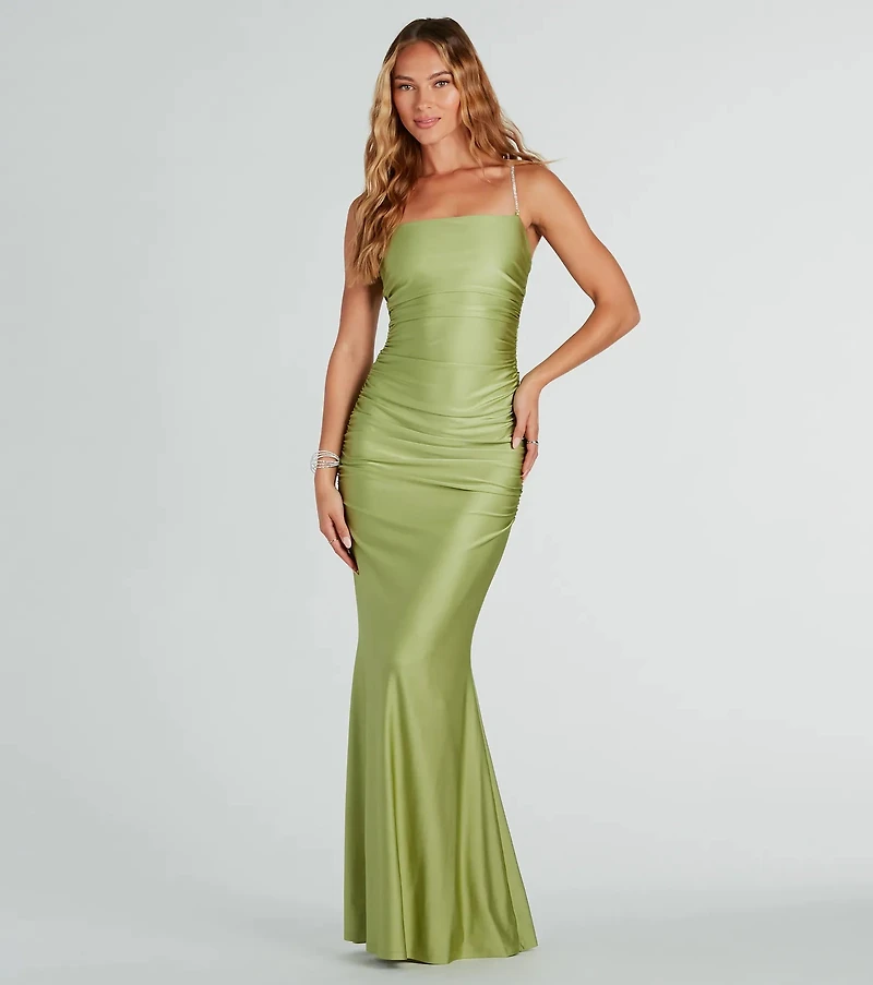 Eliena Formal Rhinestone Strap Mermaid Dress
