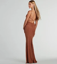 Toni Open Back Mermaid Glitter Formal Dress