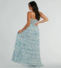 Halle Corset Ruffle A-Line Floral Formal Dress