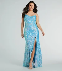 Esperanza Formal Sequin Cowl Dress
