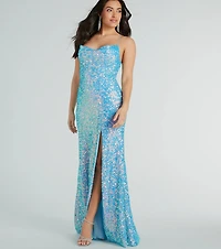 Esperanza Formal Sequin Cowl Dress