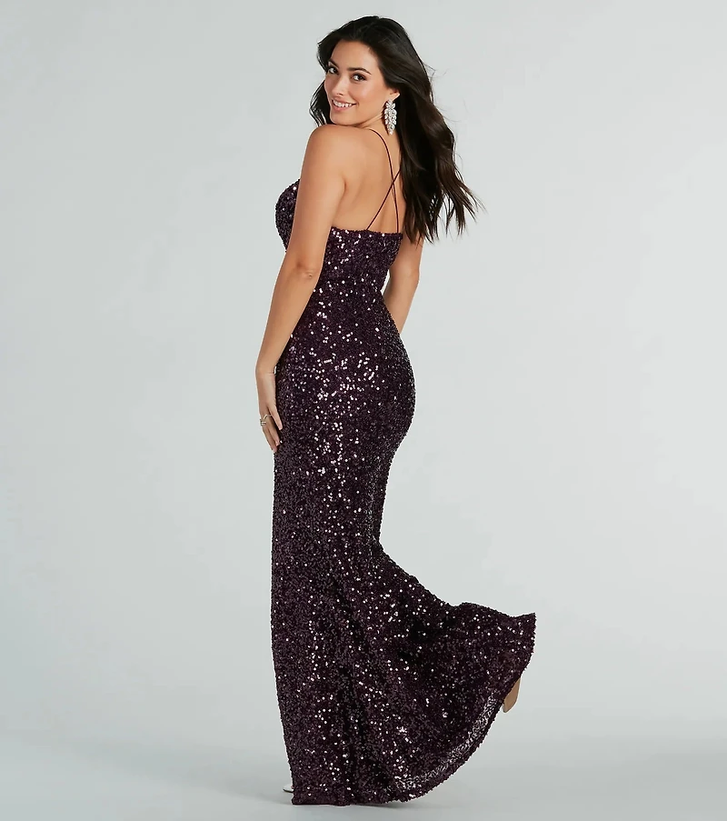Esperanza Formal Sequin Cowl Dress