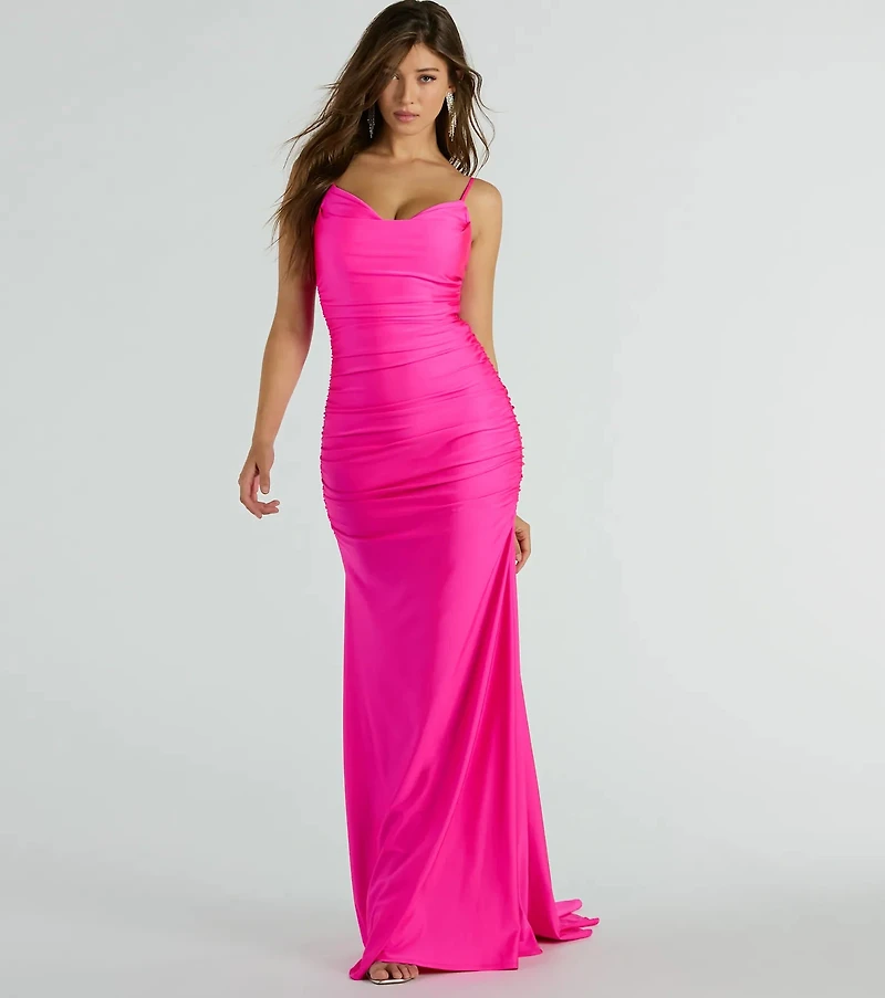 Jamie Formal Cowl Neck Mermaid Dress