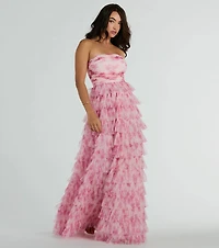 Liliane Garden Rose Ruffled A-Line Formal Dress