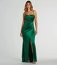 Laurel Formal Satin Tie-Back Mermaid Dress