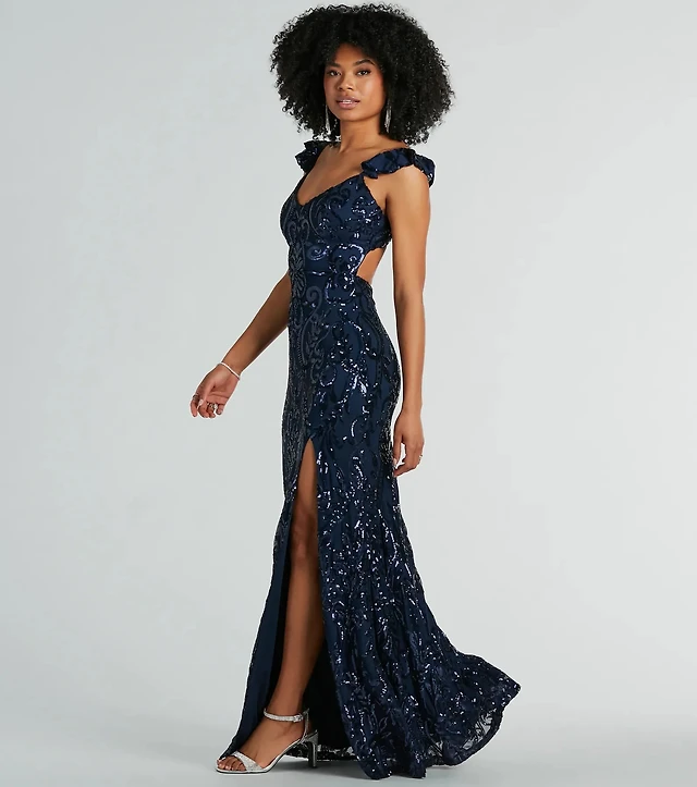Windsor Estella V-Neck Column Long Sequin Formal Dress at Hamilton Place in  Chattanooga, TN