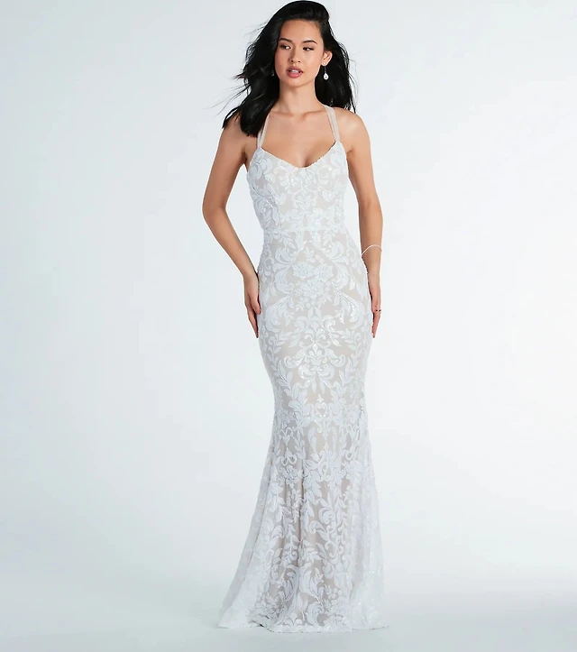 estelle formal sequin lace bustier a-line dress Nox Anabel H1350 Elegant Sheer-Corset Long Prom Ball Gown Lavender / 4 main image 0