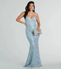 Brooklyn Bustier Tulle Lace-Up Sequin Formal Dress