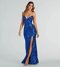 Saige Formal Sequin Lace-Up Mermaid Dress