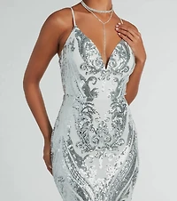 Margaux Lace Up Mermaid Sequin Formal Dress