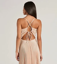 Charlie Lace-Up A-Line Pleated Satin Formal Dress
