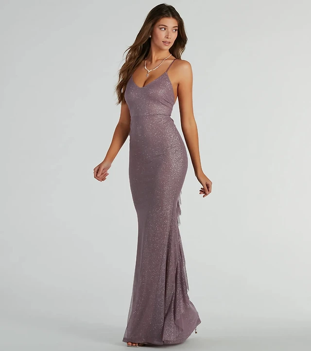 linda formal glitter ruffled dress Linda Formal Glitter Ruffled Dress by Windsor