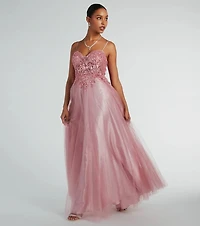 Aila Sweetheart Beaded A-Line Glitter Formal Dress
