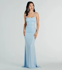 Rylie Formal Glitter Lace-Up Column Dress