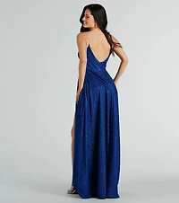 Alara Rhinestone Strap Glitter A-Line Formal Dress