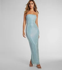Brittney Strapless Rhinestone Long Formal Dress