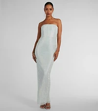 Brittney Strapless Rhinestone Long Formal Dress