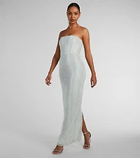 Brittney Strapless Rhinestone Long Formal Dress