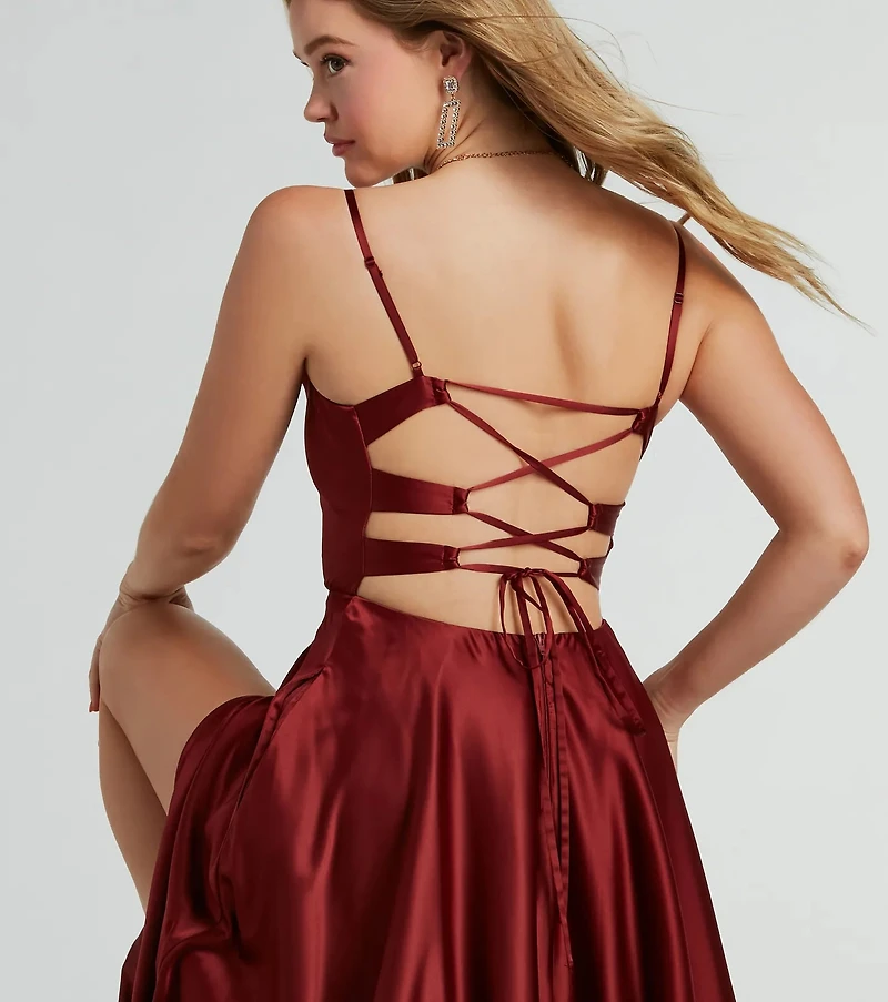 Winslow Formal Satin Lace-Up Dress