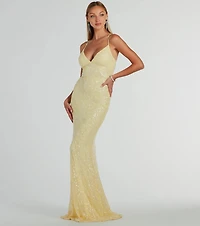Bethanie Formal Sequin V-Neck Mermaid Dress