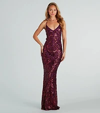 Taisia Formal Sequin Scroll Dress