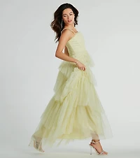 Saylor Formal Glitter Tulle A-Line Long Dress