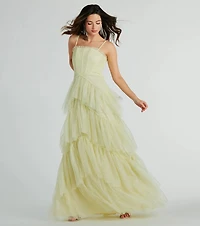 Saylor Formal Glitter Tulle A-Line Long Dress