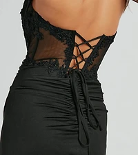 Shayla Strapless Corset Lace Formal Dress