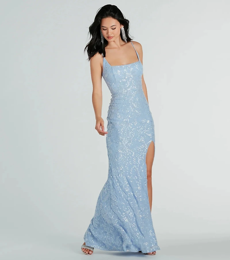 Kailani Formal Sequin Slit Mermaid Dress