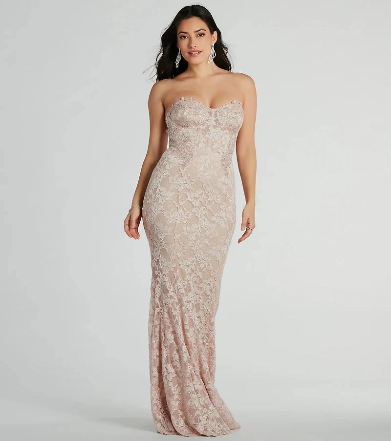 Windsor Stefani Strapless Corset Lace Mermaid Formal Dress at Hamilton  Place in Chattanooga, TN